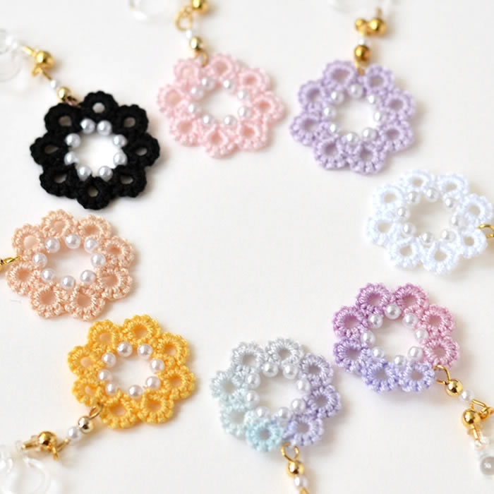 花 パール 樹脂イヤリング ノンホールピアス 軽い 繊細 上品 揺れる かわいい