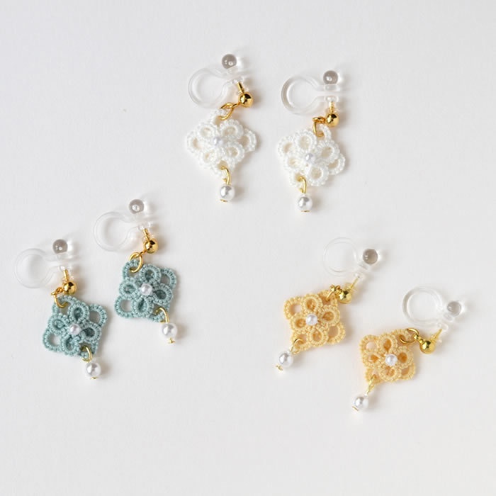 花 パール 樹脂イヤリング ノンホールピアス 小ぶり 繊細 軽い 揺れる 上品