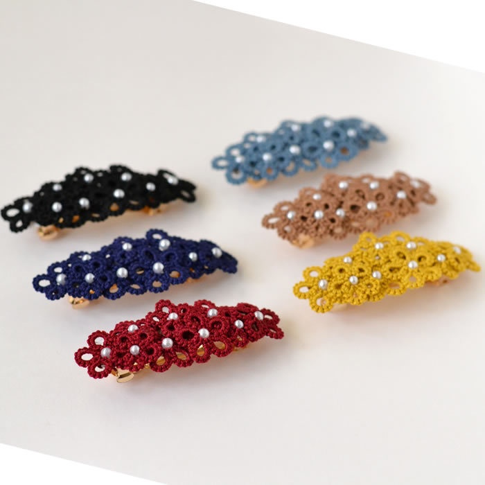 花 バレッタ ヘアアクセサリー 髪飾り フラワー 繊細 大人 かわいい 小さめ