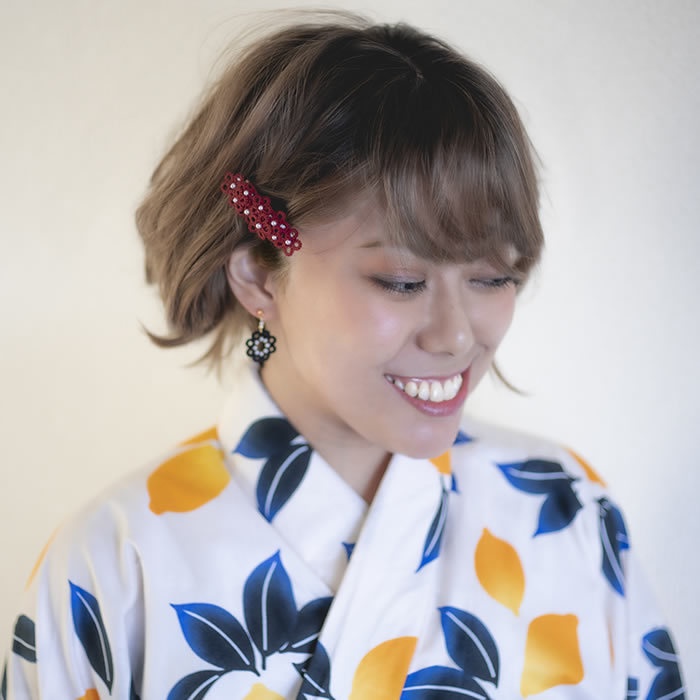 花 バレッタ ヘアアクセサリー 髪飾り フラワー 繊細 大人 かわいい 小さめ