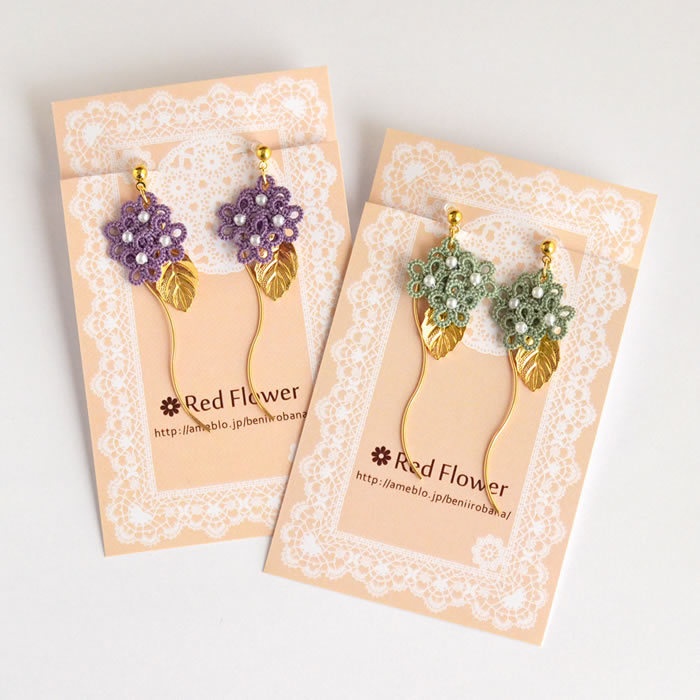 花 フラワー 樹脂イヤリング ノンホールピアス パール 揺れる くすみカラー