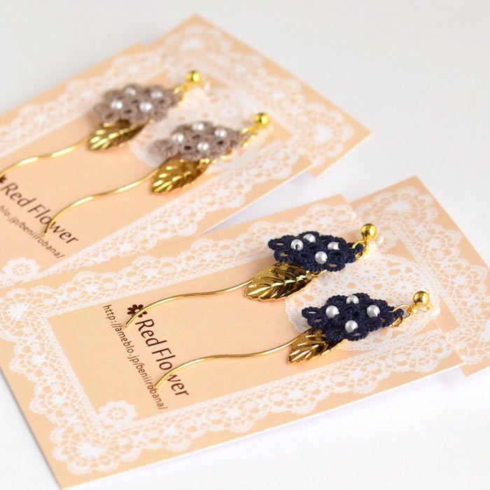 花 フラワー 樹脂イヤリング ノンホールピアス パール 揺れる くすみカラー