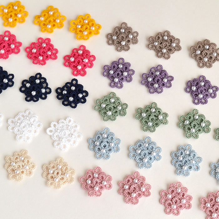 花 フラワー 樹脂イヤリング ノンホールピアス パール 揺れる パステルカラー