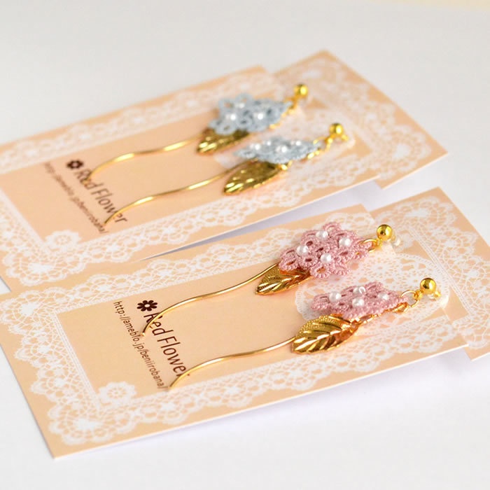 花 フラワー 樹脂イヤリング ノンホールピアス パール 揺れる パステルカラー