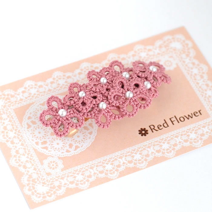 花 バレッタ ヘアアクセサリー 髪飾り フラワー 繊細 大人 かわいい 小さめ