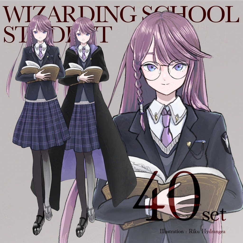 【立ち絵素材】魔法学校の女の子　Wizarding school student Character Design