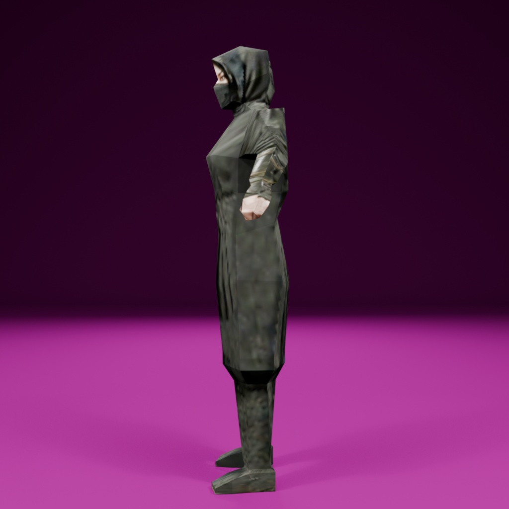 【レトロゲーム風3Dキャラクター】女忍者(ver.1)