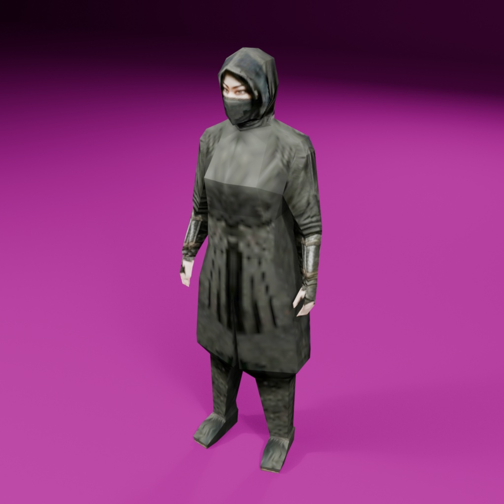 【レトロゲーム風3Dキャラクター】女忍者(ver.1)