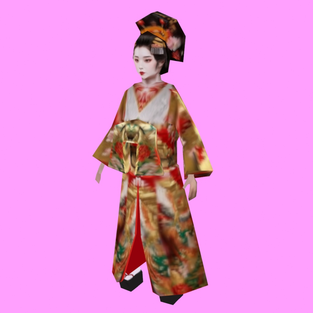 時代劇シリーズ第15弾【レトロゲーム風3Dキャラクター】花魁(ver.2)