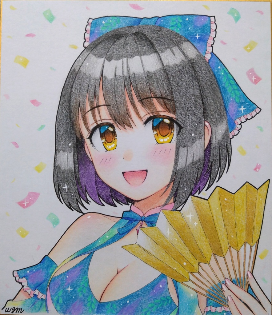 デレマス　鷹富士茄子　直筆カラー色紙