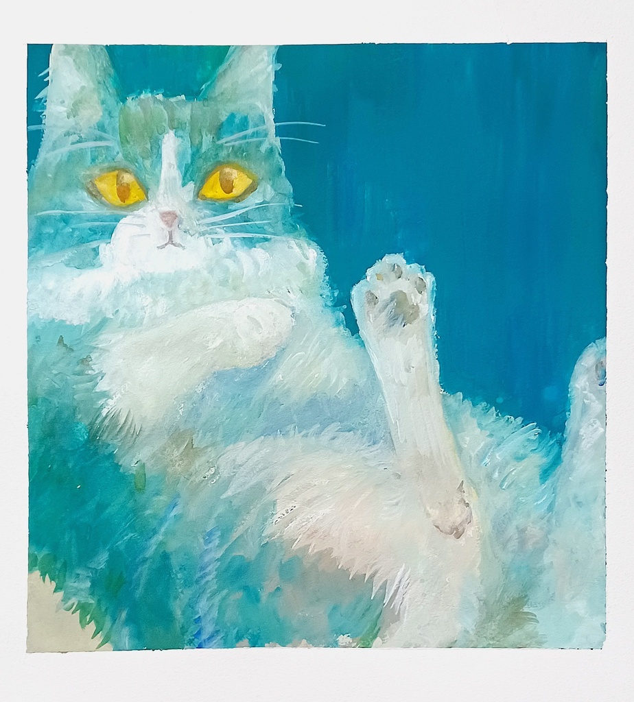 アクリル画 猫プリントトート