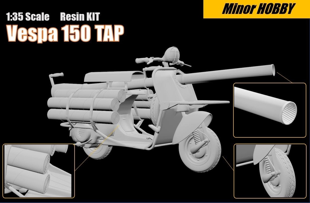 3dプリント製キット　珍兵器　1/35 Vespa 150 TAP フランス軍　スクーター改造・即製戦闘車両　（ベスパ150TAP)