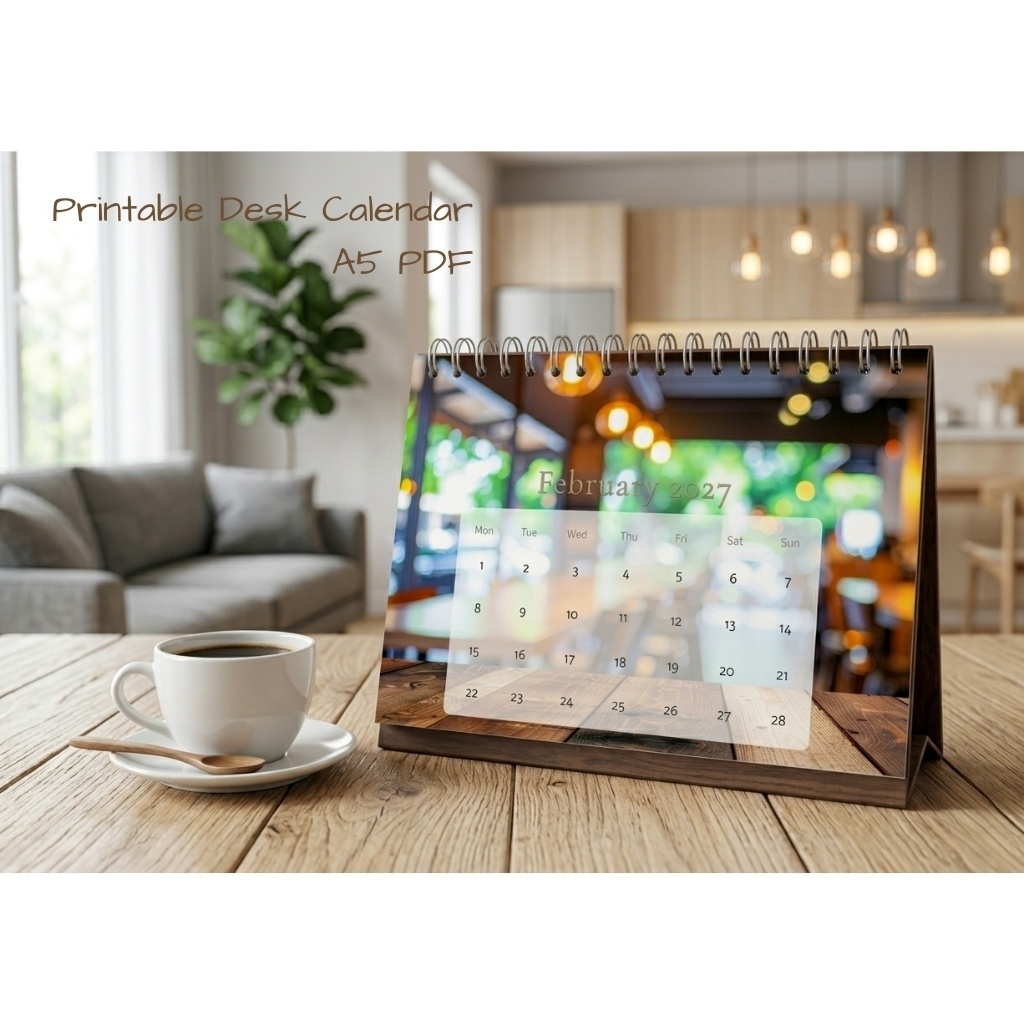 カフェカレンダー Cafe Calendar 2026.4–2027.3 4月始まり(A5・PDF)