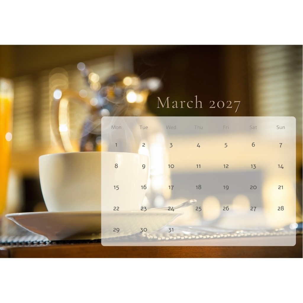 夜カフェカレンダー Night Cafe Calendar 2026.4–2027.3 4月始まり(A5・PDF)