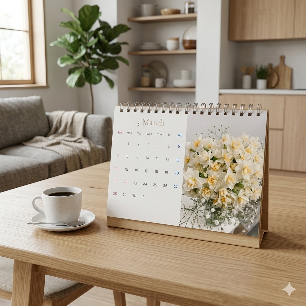 フラワーカレンダー Flower Calendar 2026.4–2027.3 4月始まり(A5・PDF)