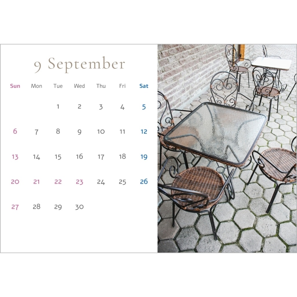 カフェの風景カレンダー Cafe Scenes Calendar 2026.4–2027.3 4月始まり(A5・PDF)