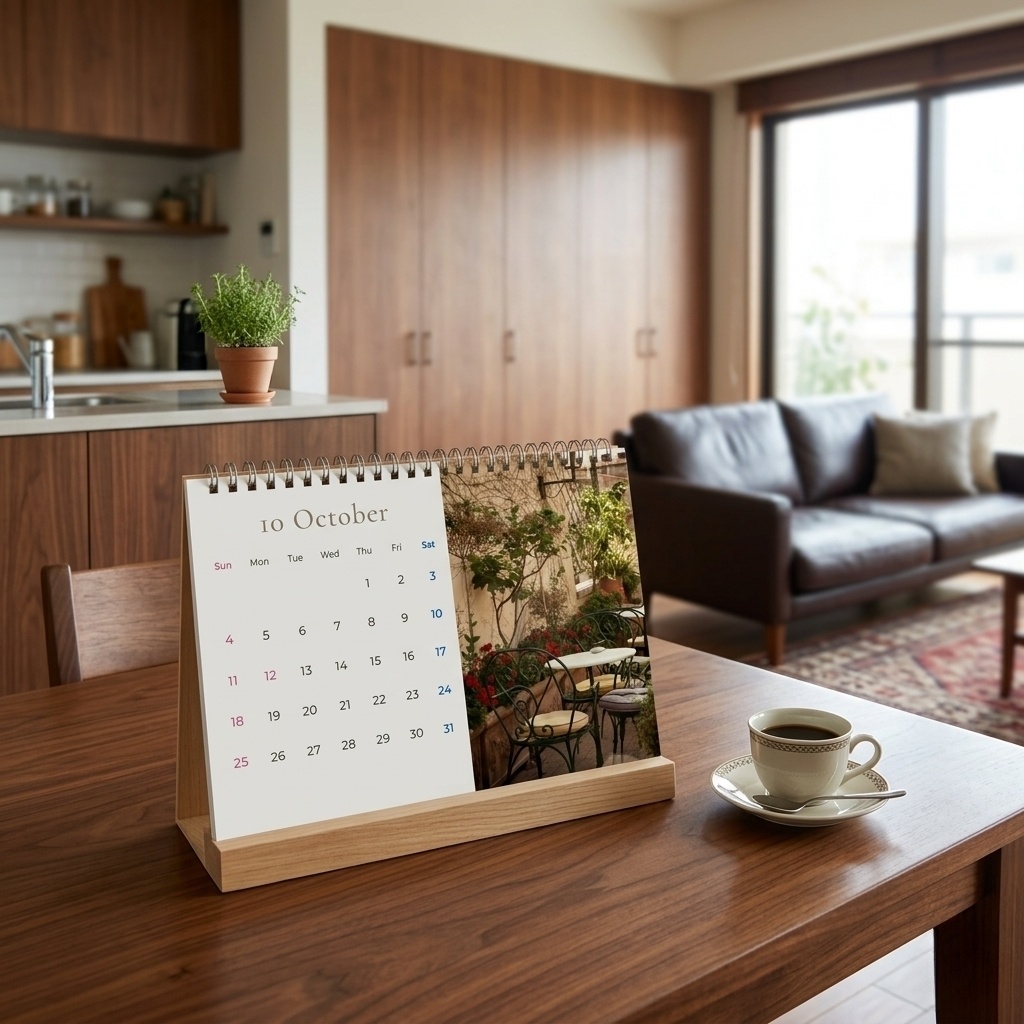 カフェの風景カレンダー Cafe Scenes Calendar 2026.4–2027.3 4月始まり(A5・PDF)