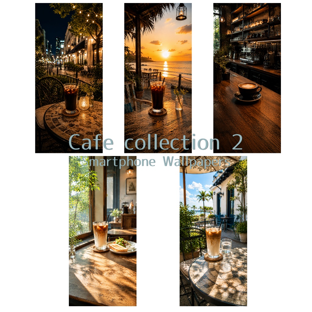 Cafe Collection 2｜スマホ壁紙セット（1440×3200px）5枚入り【PNG】