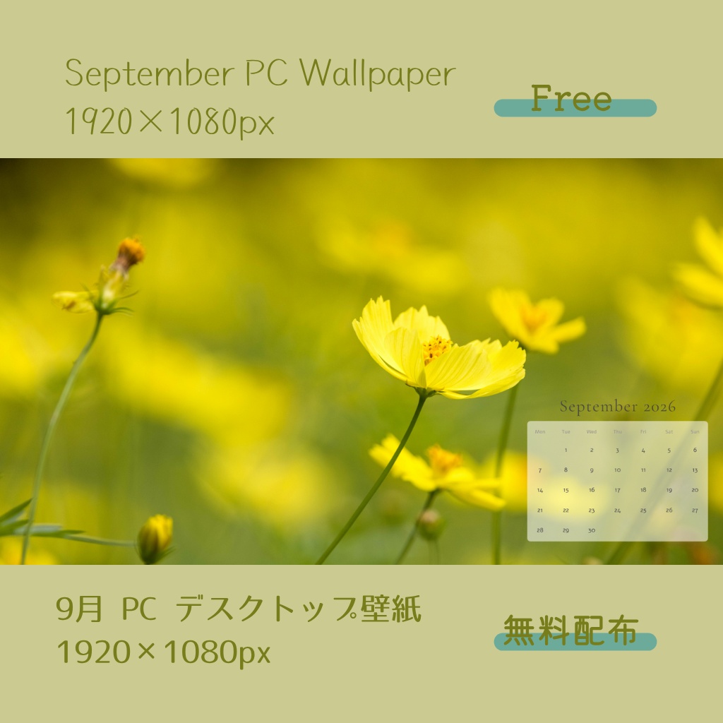 【 無料配布 】9月 PC デスクトップ壁紙 1920×1080px 【Free】