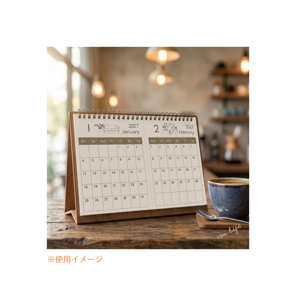 やさしいナチュラルカレンダー 2027|Natural Calendar|日曜始まり・2ヶ月表示・14か月分(A5・PDF)