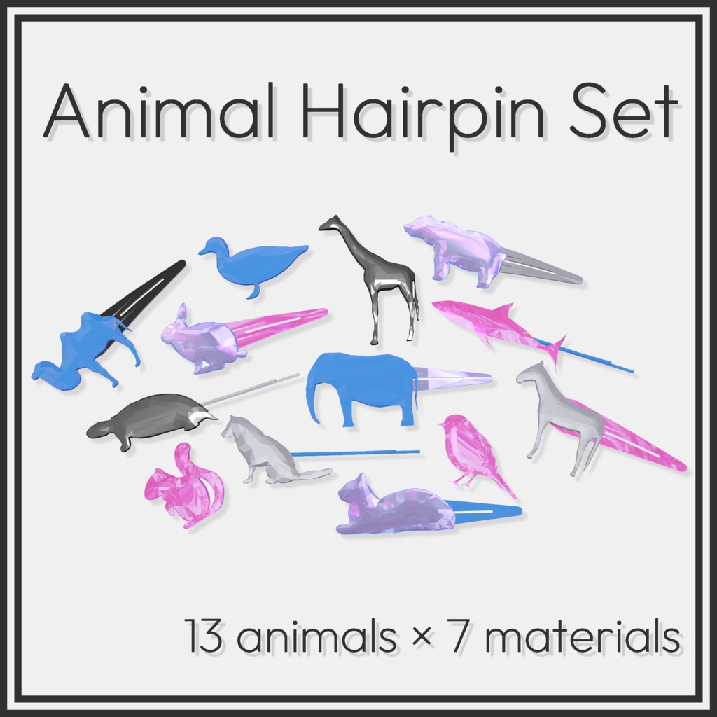 Animal Hairpin Set | VRChat想定アクセサリー