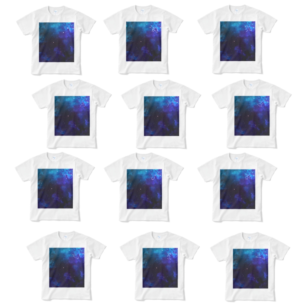 12星座の夜空Tシャツ(青い夜空)
