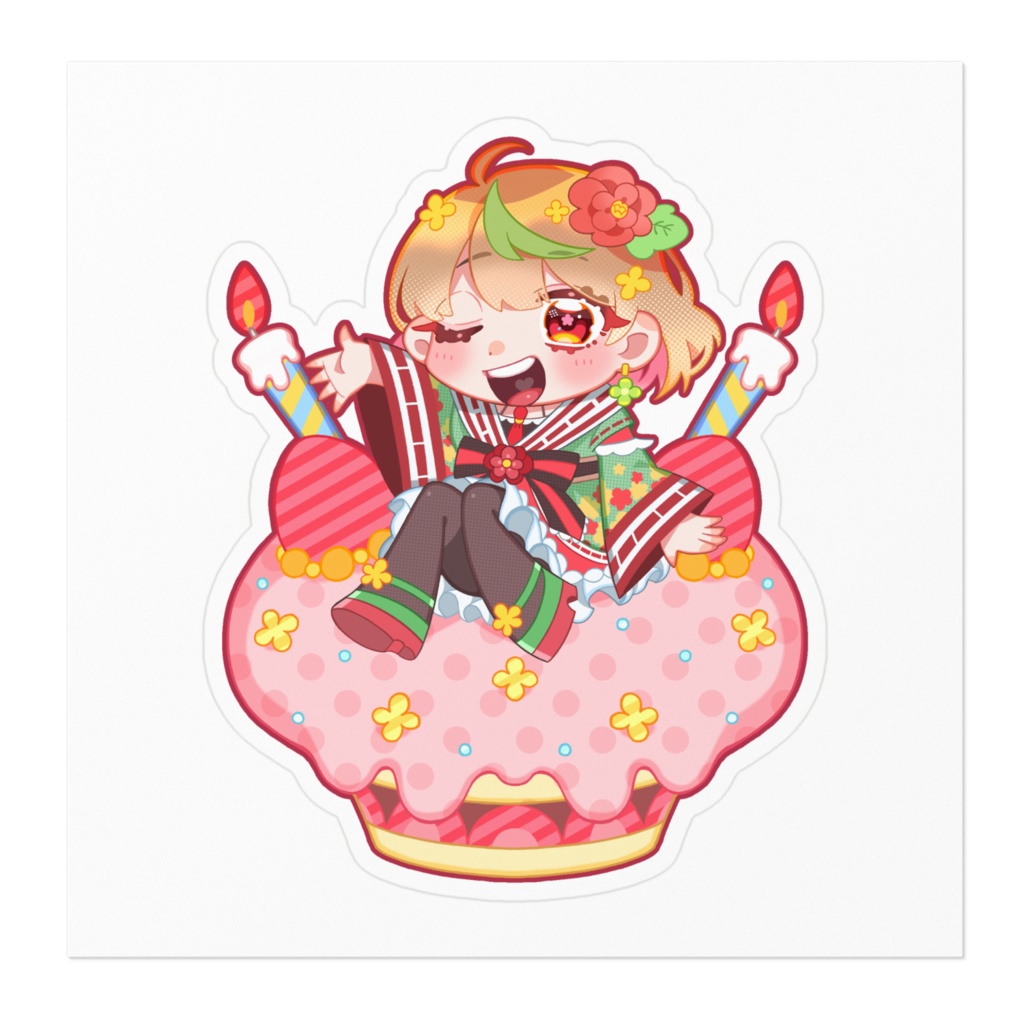 【優尾あみい】2024年誕生日記念ケーキ(ミニキャラ)ステッカー
