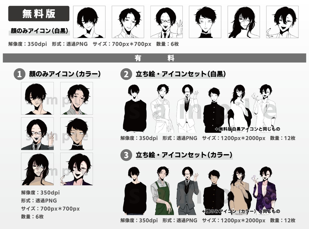 【無料あり】NPCやモブ用に!黒髪黒目の男の立ち絵素材