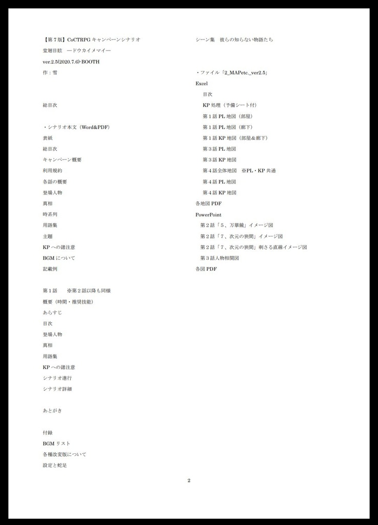 【CoCシナリオ】堂廻目眩(キャンペーン・7版)