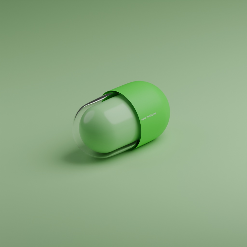 【無料3D素材】3色カプセル薬【Blender】