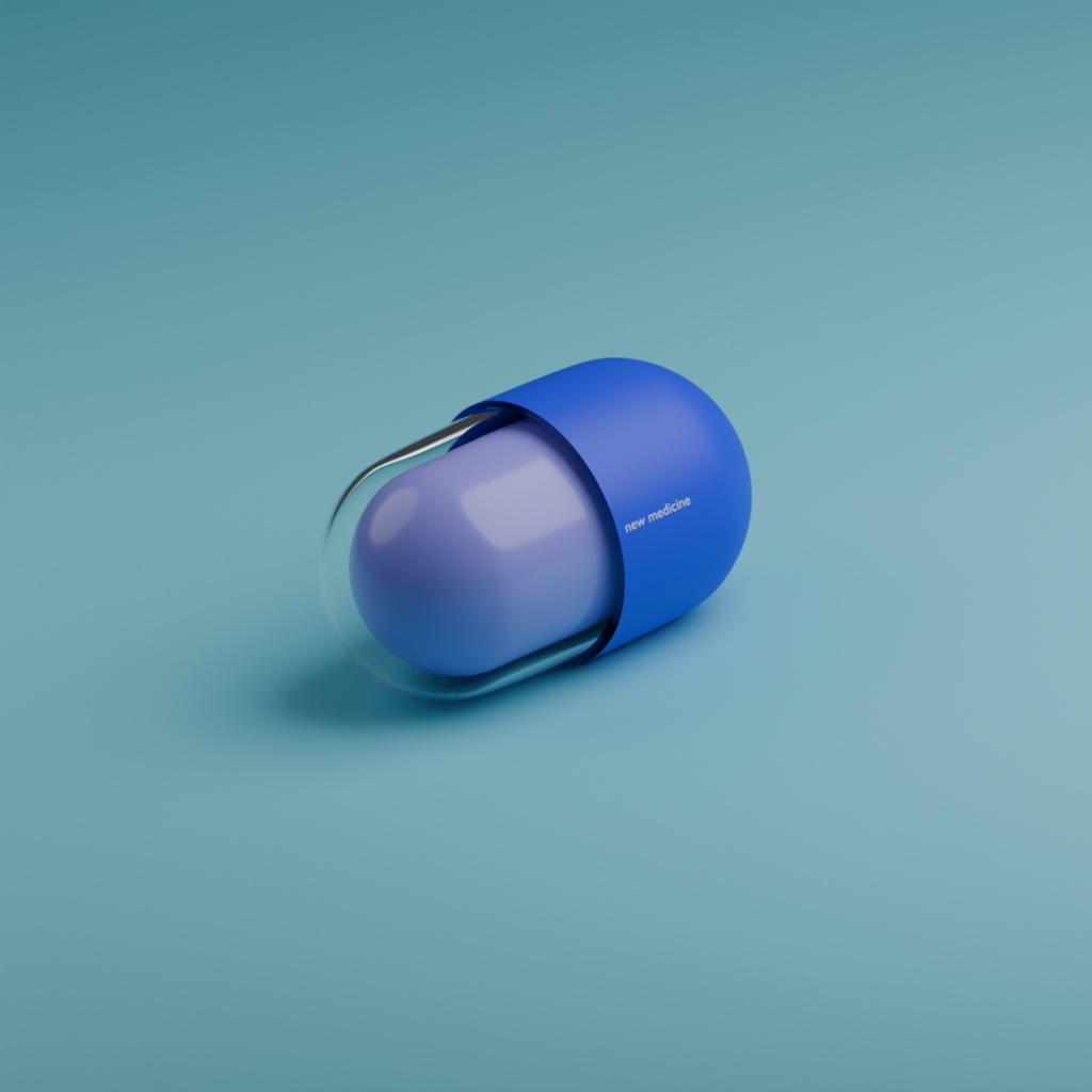 【無料3D素材】3色カプセル薬【Blender】