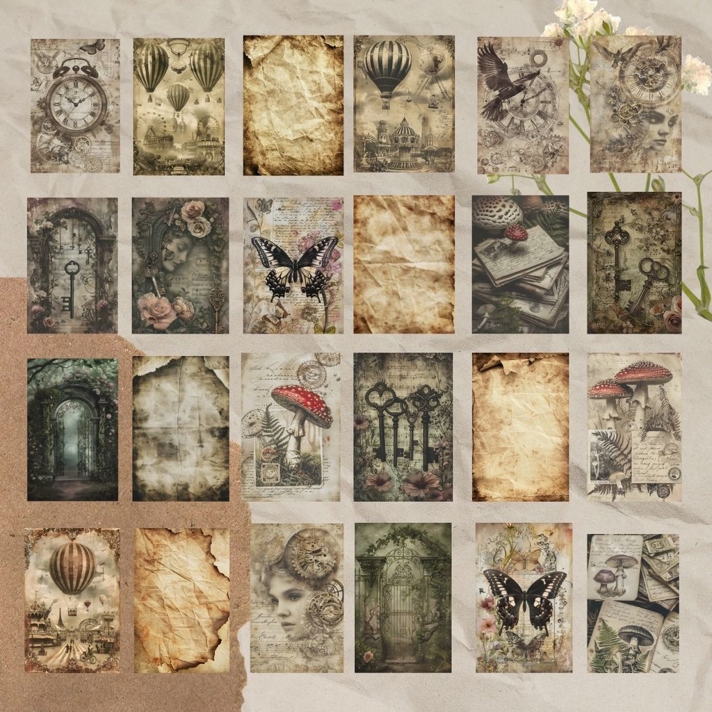 「i Pad/Procreate」コラージュ背景24枚 PNG・印刷OK