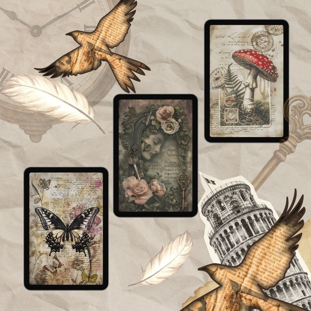 「i Pad/Procreate」コラージュ背景24枚 PNG・印刷OK