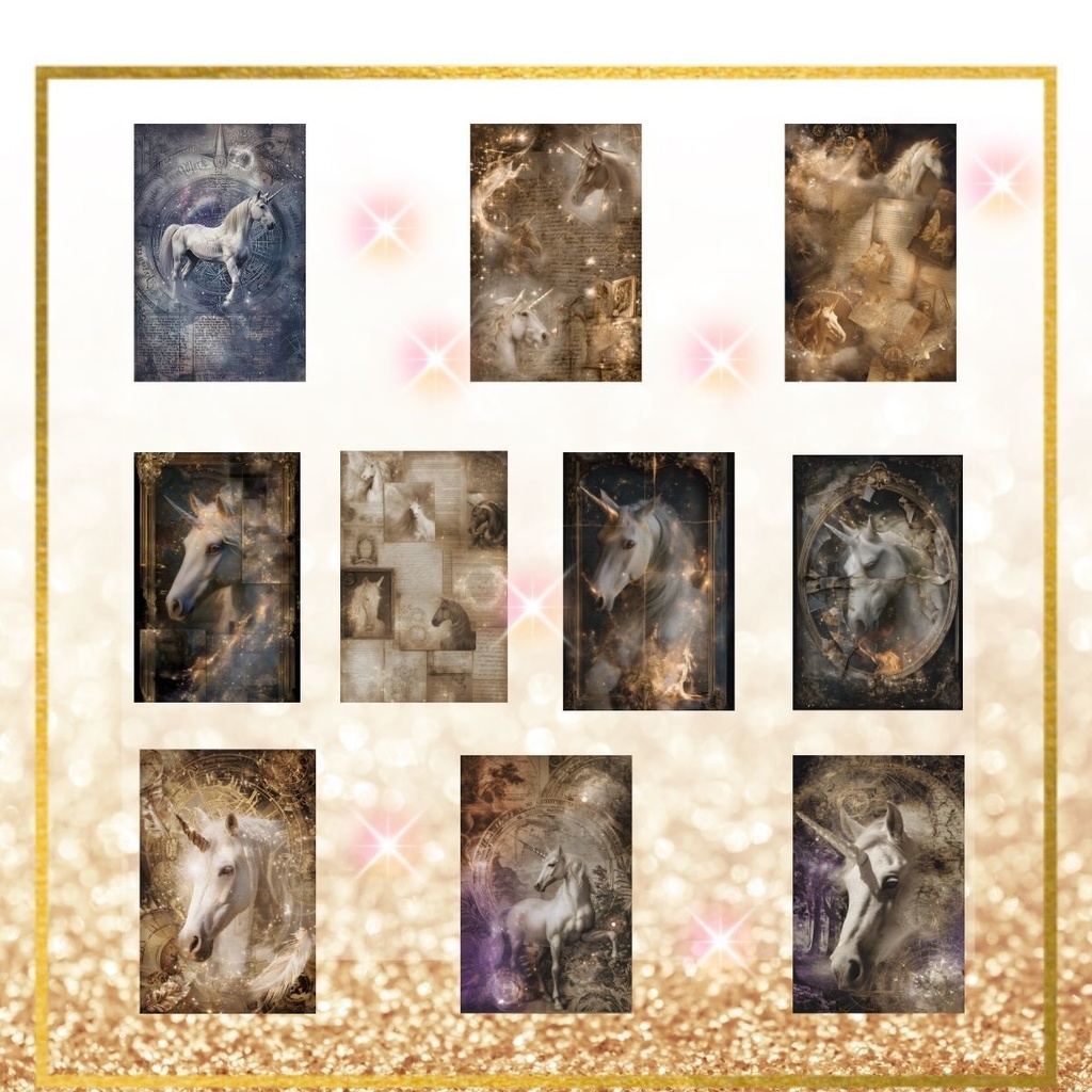 ユニコーン コラージュ素材 壁紙10枚セット お試し版(商用利用可)