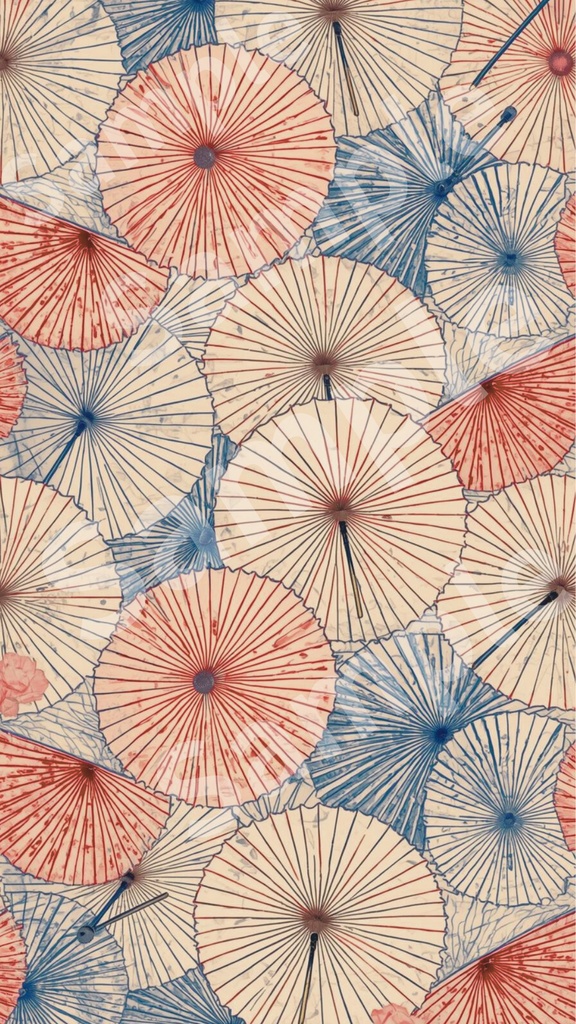 スマホ壁紙・和傘パターン Japanese Umbrella Pattern / Smartphone Wallpaper