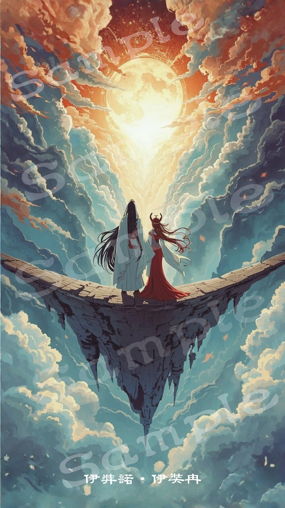 3色展開・スマホ壁紙【イザナギ・イザナミ 1 】Izanami and Izanagi Ver.1 — Japanese mythology gods and creators of Japan / Smartphone Wallpaper /a set of three