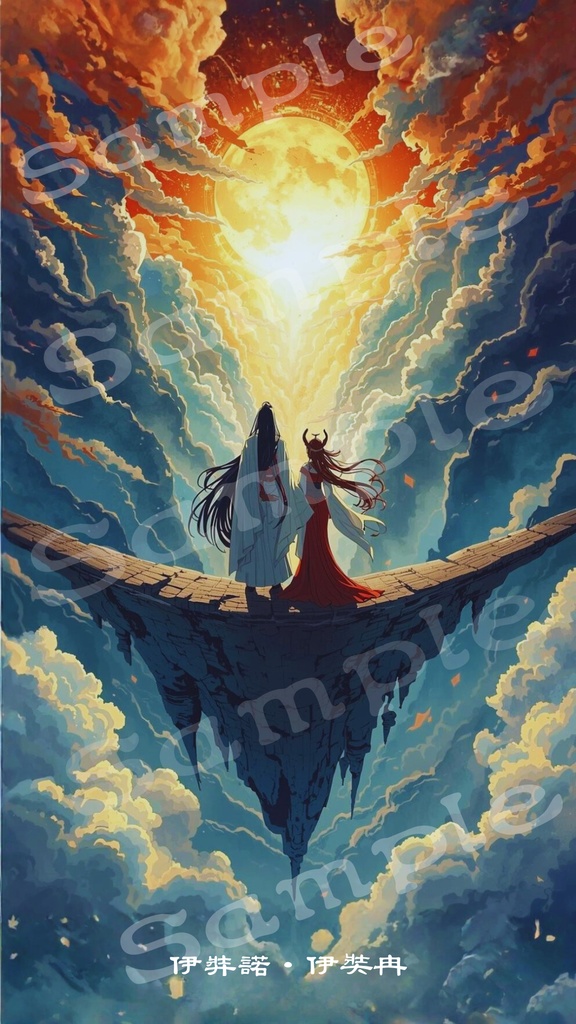 3色展開・スマホ壁紙【イザナギ・イザナミ 1 】Izanami and Izanagi Ver.1 — Japanese mythology gods and creators of Japan / Smartphone Wallpaper /a set of three 