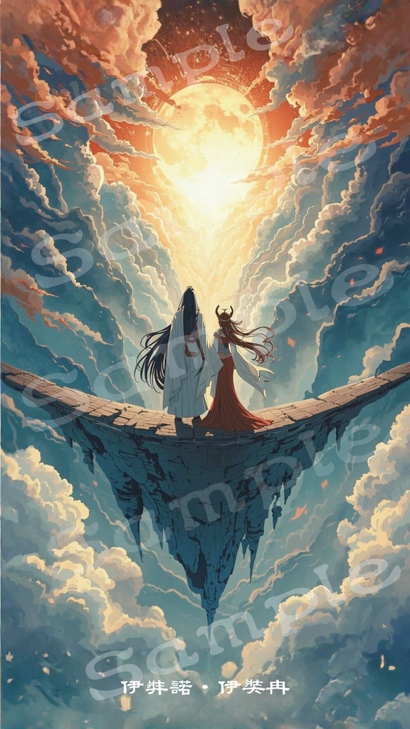 3色展開・スマホ壁紙【イザナギ・イザナミ 1 】Izanami and Izanagi Ver.1 — Japanese mythology gods and creators of Japan / Smartphone Wallpaper /a set of three