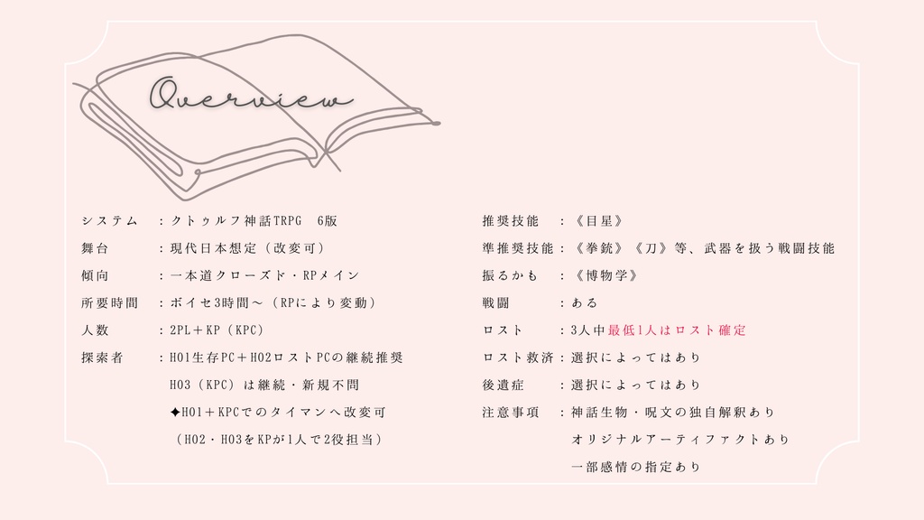 【CoCシナリオ】徒花のエンドロール