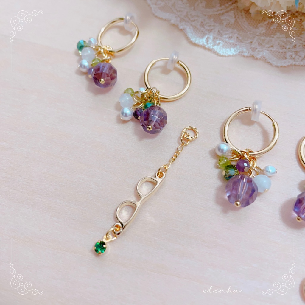 天然石とメガネのイヤリング