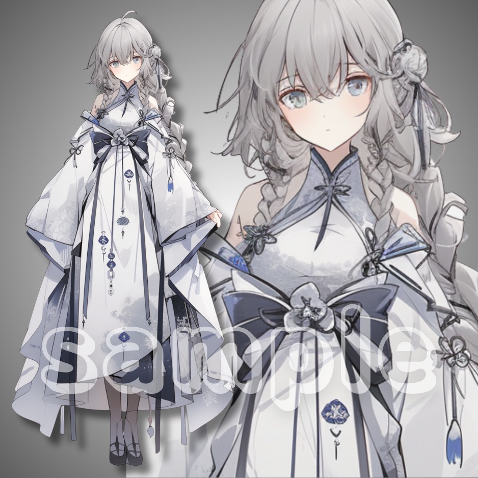 【立ち絵素材】008 少女 和装 おさげ