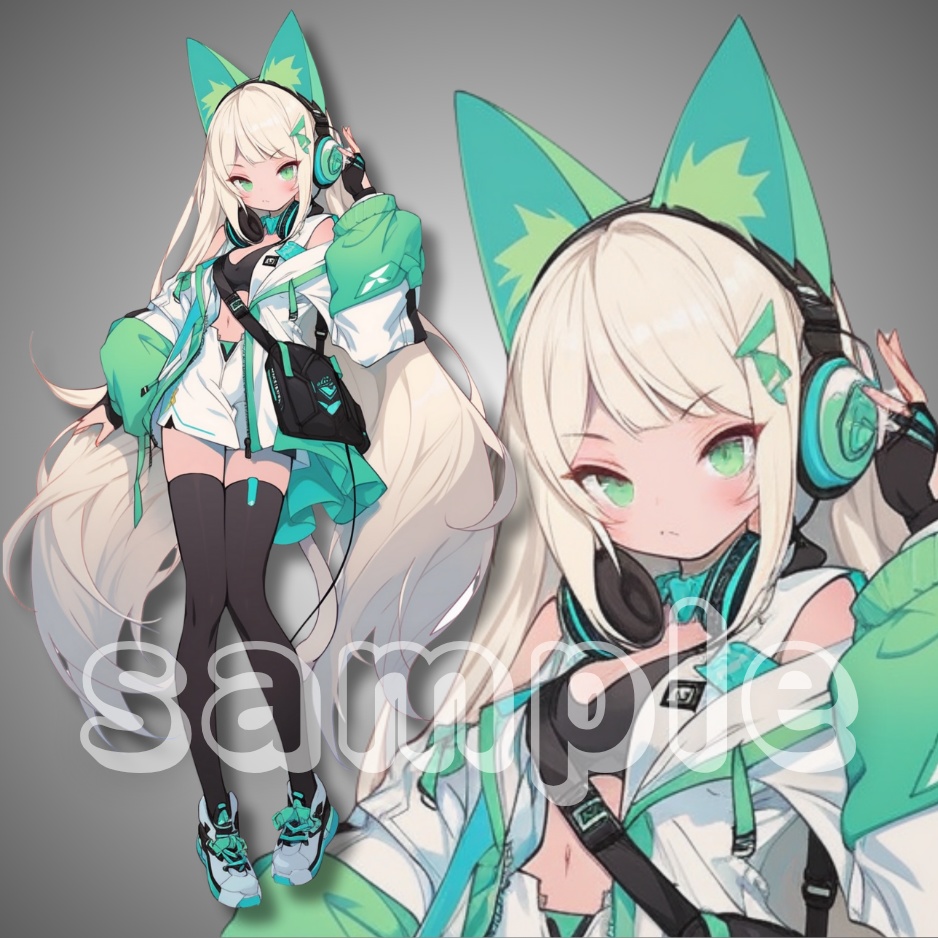 【立ち絵素材】021_緑狐女性