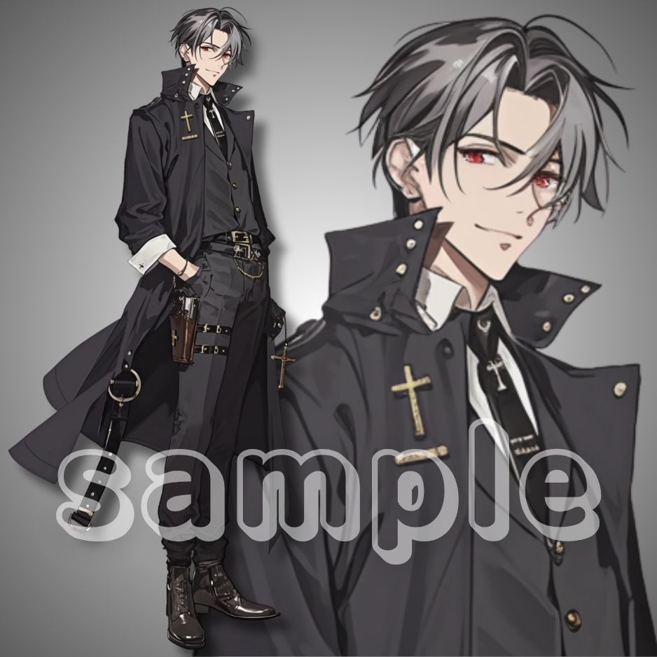 【立ち絵素材】028_黒服の男性聖職者