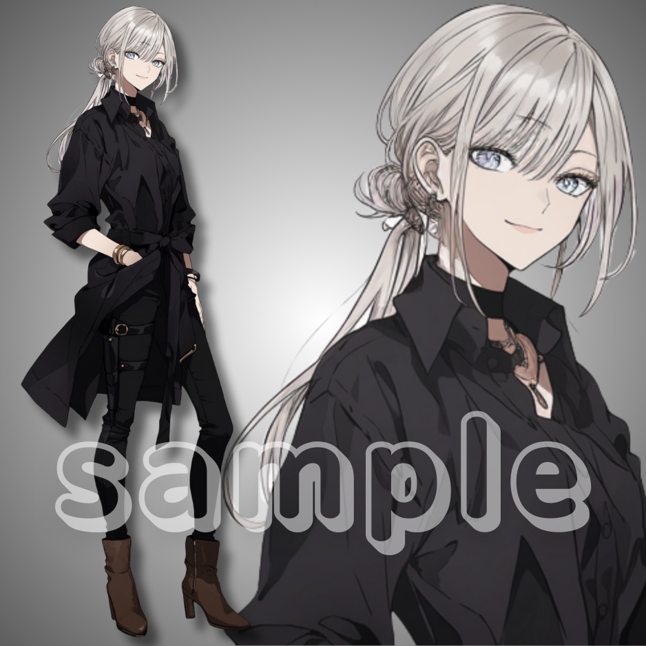 【立ち絵素材】043_白髪クール系女性