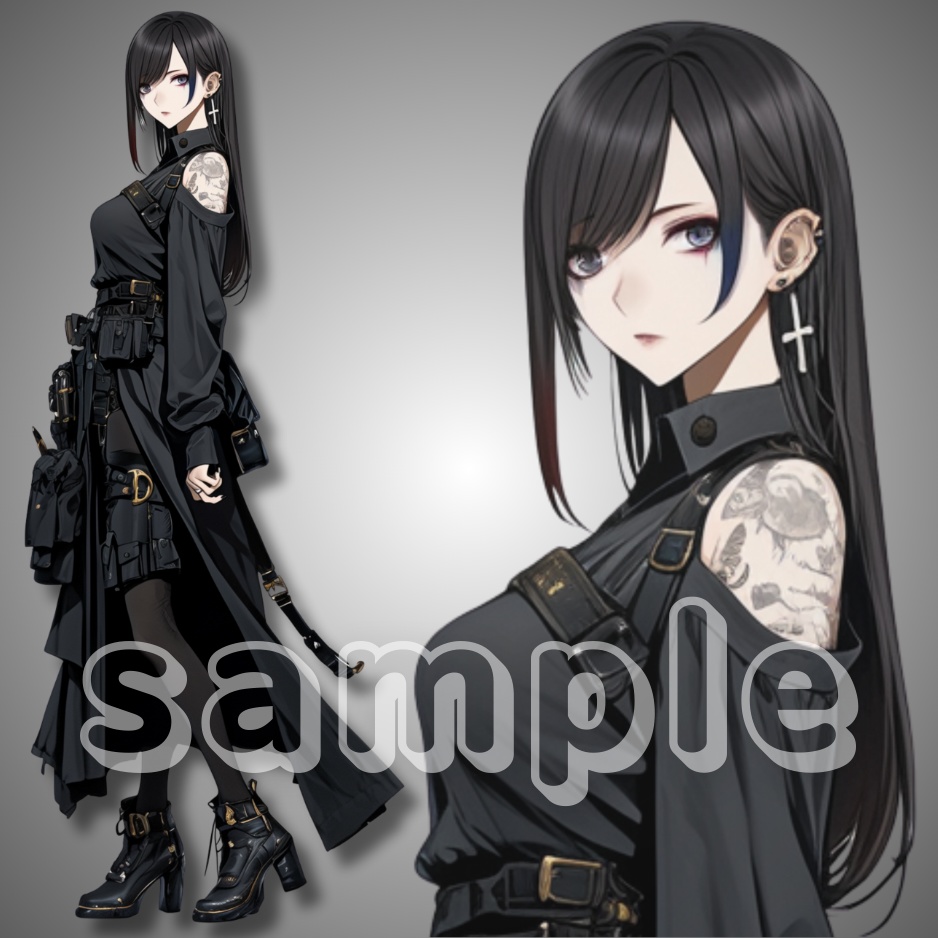 【立ち絵素材】046_黒髪ロング女性