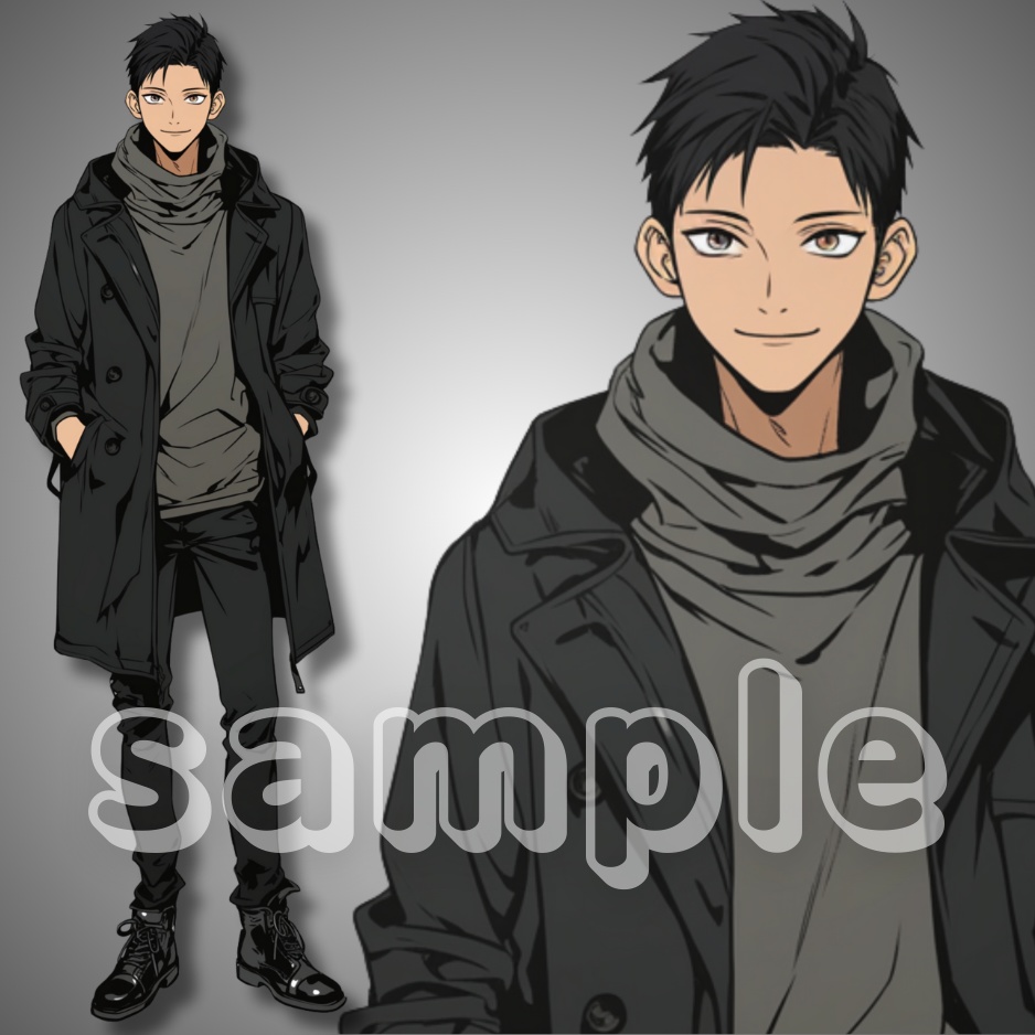 【立ち絵素材】050_短髪黒髪の男性