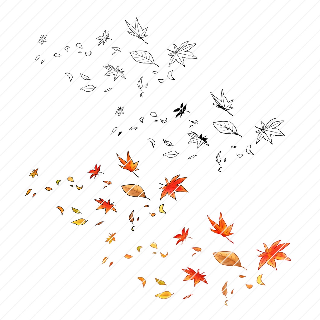 【クリスタ】草ブラシ1単品_散る葉、散るもみじ