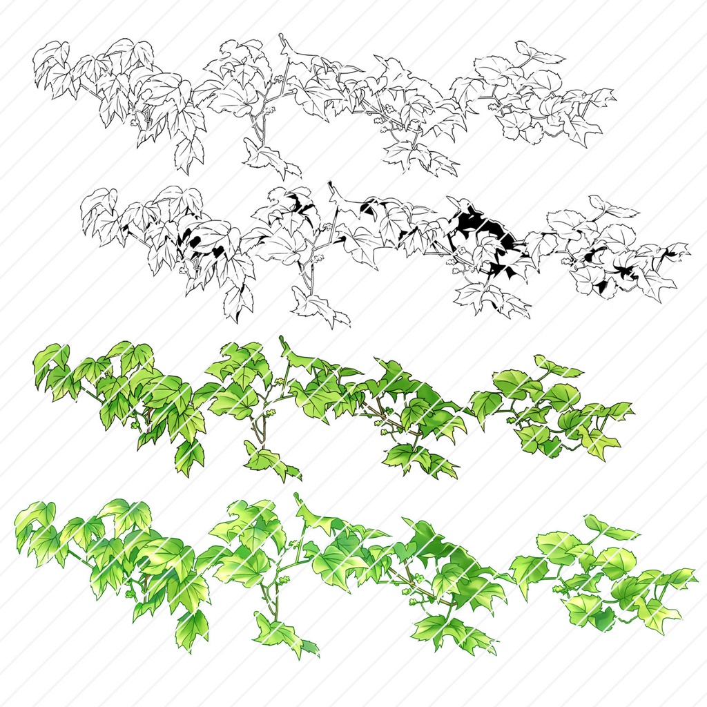【クリスタ】草ブラシ1単品_ツタ