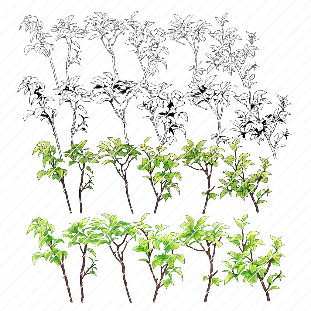 【クリスタ】草ブラシ1単品_リンゴの木