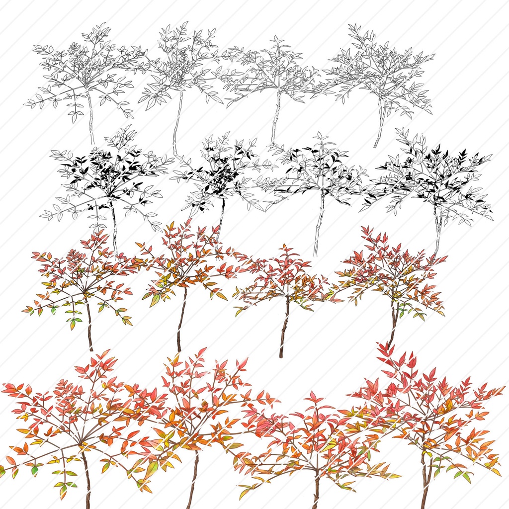 【クリスタ】草ブラシ1単品_南天